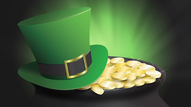 leprechaun hat on pot of gold