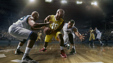 basketball players on the court