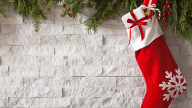 stocking and fireplace
