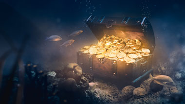 Treasure chest underwater